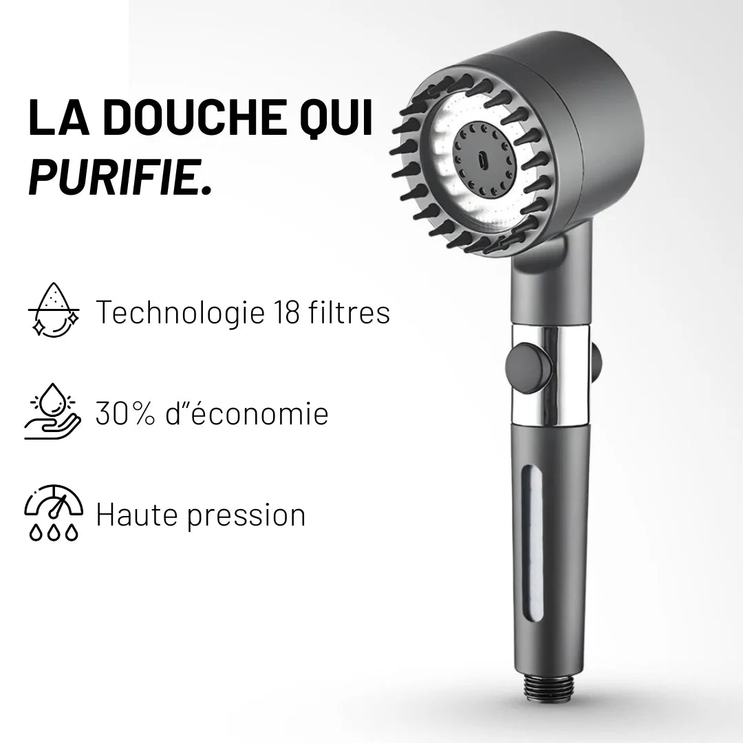 Pommeau de Douche - Haute Pression - 4 Modes Réglables - Anti‑Calcaire - Économie d’Eau