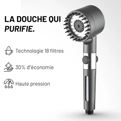 Pommeau de Douche - Haute Pression - 4 Modes Réglables - Anti‑Calcaire - Économie d’Eau