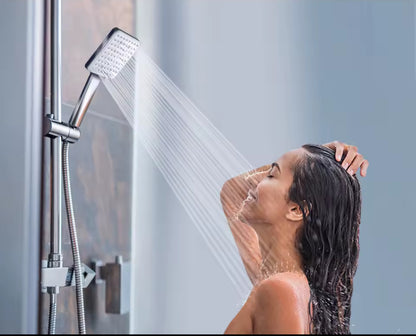 Pommeau de Douche avec 1,5 m de Tuyau – Carré – 6 Modes Réglables